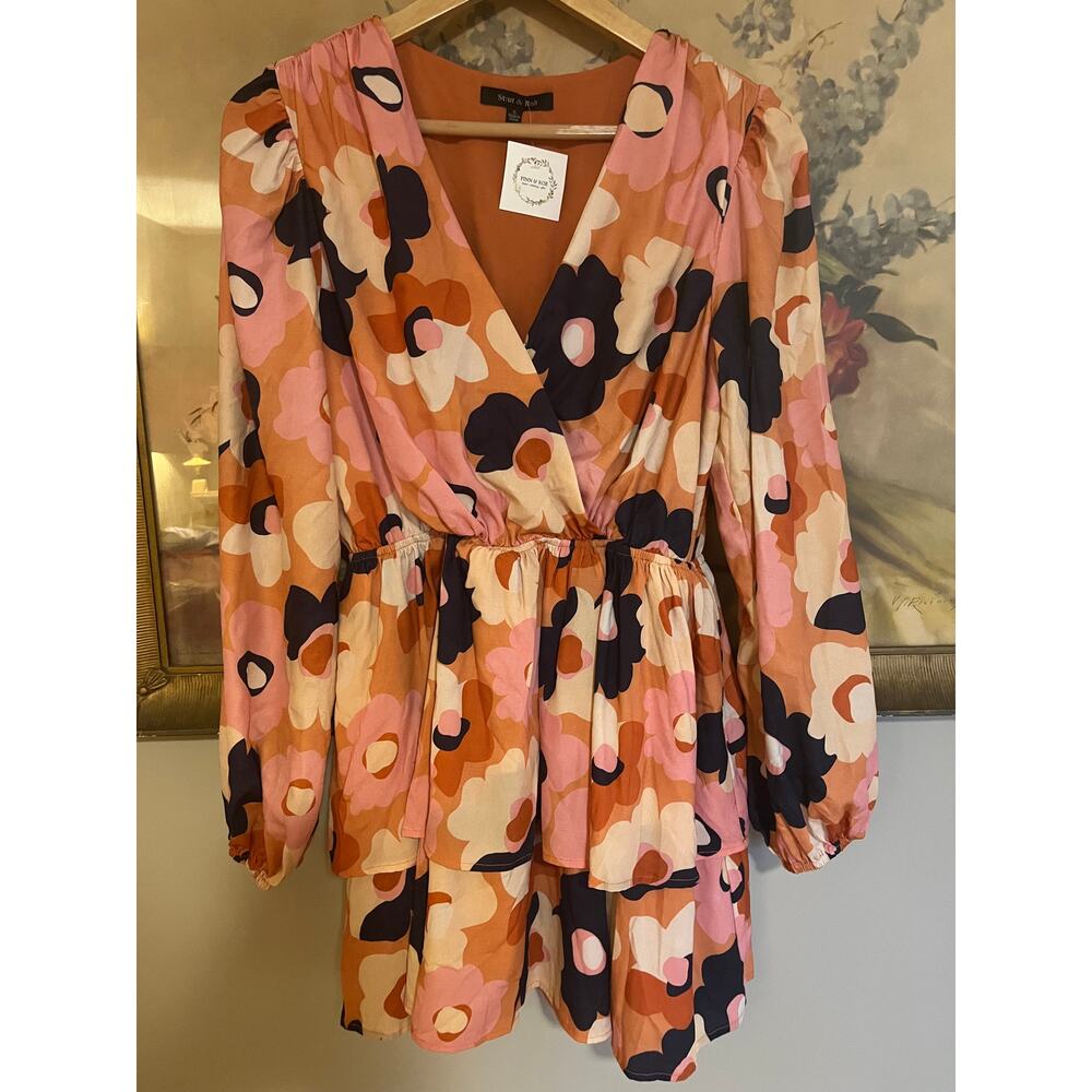 NWT Strut & Bolt Floral Long Sleeve Mini Dress S